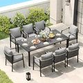 Patio Dining Set, 9-Piece Woven Rope Rattan Dining Table and Chairs Set by HAPPATIO