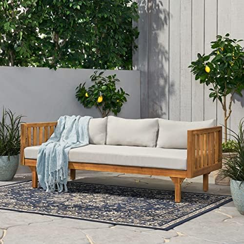 Christopher Knight Home Tina Outdoor 3 Seater Acacia Wood Daybed, Teak Finish - Image 2