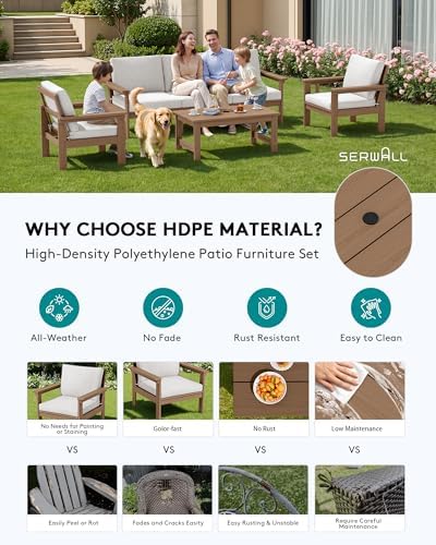 SERWALL HDPE Outdoor Patio Furniture Set Outdoor Couch - Image 3