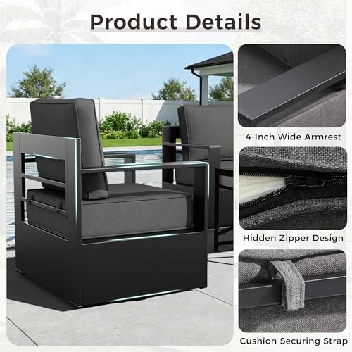Outdoor Patio Furniture Set, 5-Piece Aluminum Patio Conversation Set - Image 3