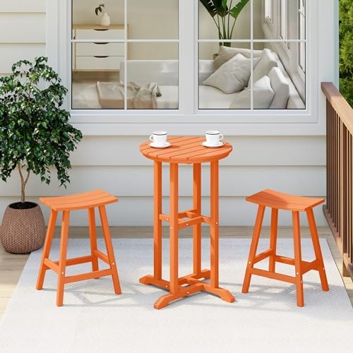 Outdoor Bar Table, Patio Bar Table 3-Pieces Set Bistro Dining Table Pub Table by Costaelm