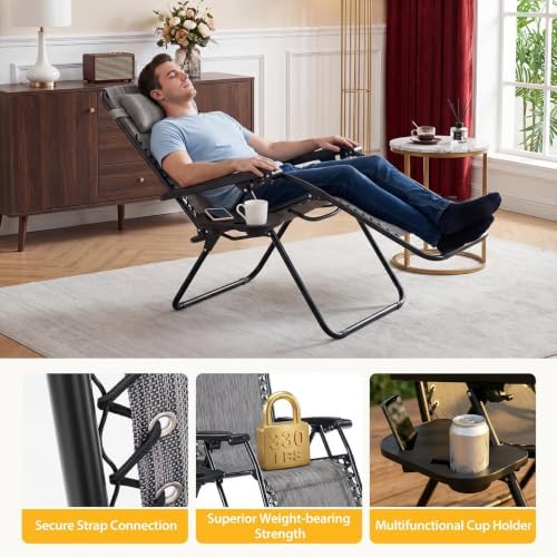 NEWBULIG Zero Gravity Chairs Set of 4, Folding Lounge Recliner Chair - Image 4