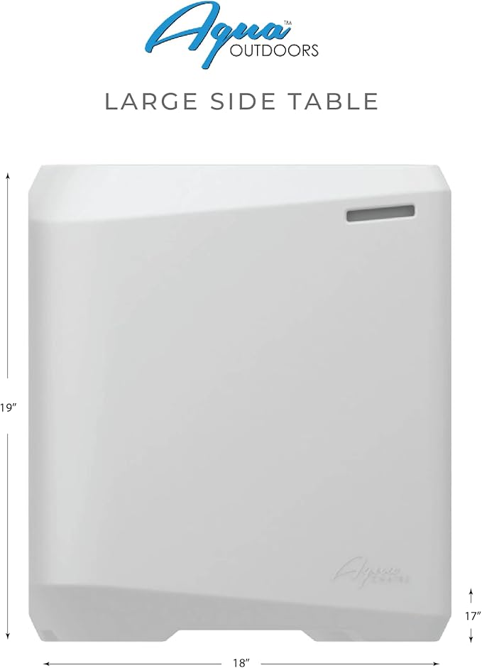 Aqua Outdoors in-Pool DEEP Ledge Chaise Set - Two Chaises - Two Headrest Pillows - Chaise Risers and One Large in Pool Side Table - for ledges 9"-14" inches Deep (White Granite-Grey)