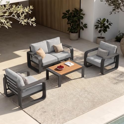 Oversized Aluminum Outdoor Furniture Set, Extra Large Patio Furniture Sofa Set by Oasbira