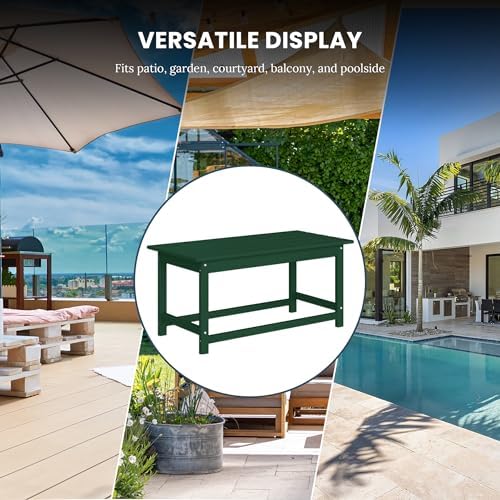WO HOME FURNITURE HDPE Outdoor Coffee Table, Dark Green - Image 6