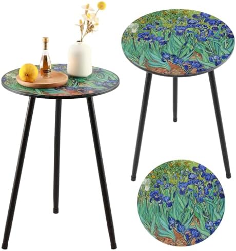 Party Zealot 2 Packs Metal Outdoor Side Table Irises Patio Side Tables by PartyZealot