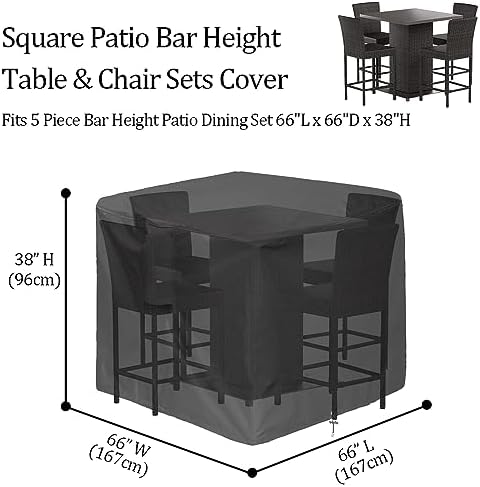 5 Piece Bar Height Patio Dining Set Cover, 66 Inch Square - Image 2