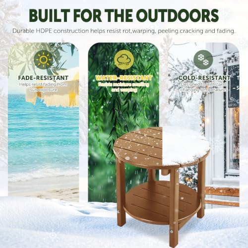 Round Adirondack Side Table Double End Table, Outdoor Side Tables - Image 4