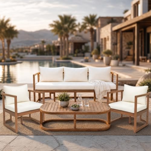 Outdoor 4-Piece Acacia Wood Conversation Set by THINK30