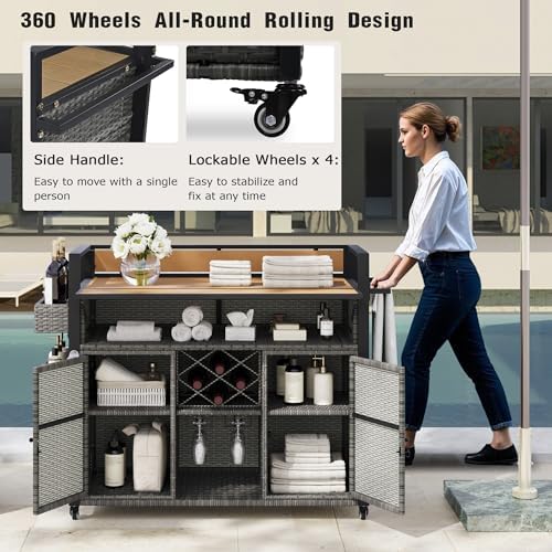Outdoor Bar Table on Wheels - Image 6