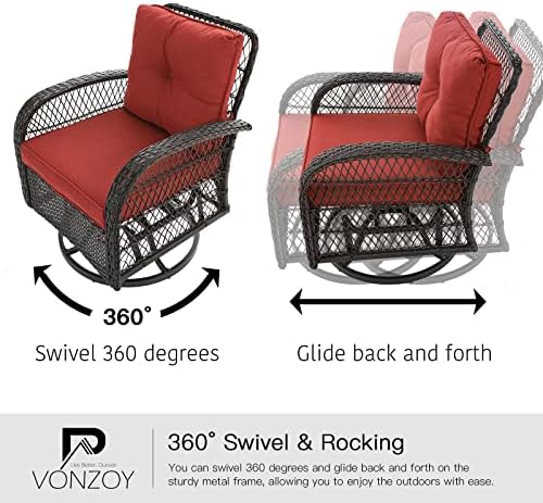 Patio Furniture Set 3 Pieces, Outdoor Swivel Glider Rocker Bistro Set - Image 3