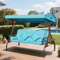 3-seat Patio Swing with Canopy, Convertible Outdoor Swing Bed with Thick by Unknown