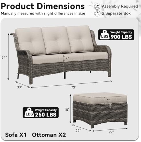 3-Piece Outdoor Couch Set, Include Wicker Patio Sofa - Image 3