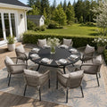 Patio Dining Set, 59.8" Round Table & Wheat Cushioned Wicker Chairs by ProvideOutdoorSolutions