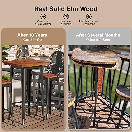Aiho Bar Table and Chairs Set, Pub Table and Chairs Set of 2, - Image 3