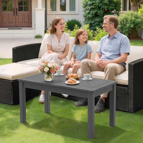 VINGLI Outdoor Coffee Table, HDPE Patio Coffee Table - Image 2