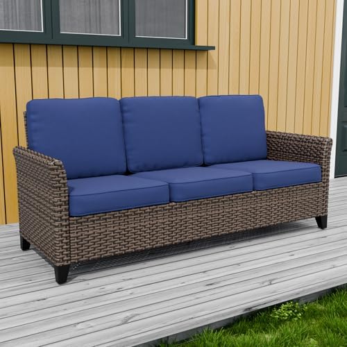 Wicker Patio Sofa, Outdoor Furniture Couch, 3 Seat - Image 6