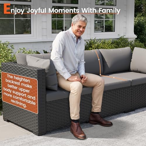 Patio Furniture Set, 7-Piece Outdoor Wicker Sectional Sofa - Image 3