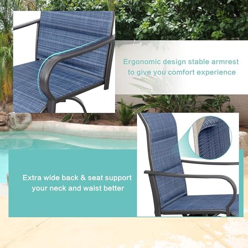 Vongrasig 4 Piece Outdoor Patio Swivel Bar Chairs, All Weather Padded Sling - Image 4