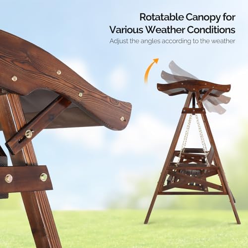 VINGLI Porch Swing with Stand and Canopy, Waterproof Patio Swing - Image 4