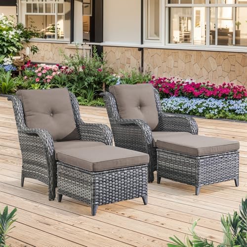 Wicker Furniture 4 Pieces Outdoor Patio Furniture Set Patio Chairs by Belord