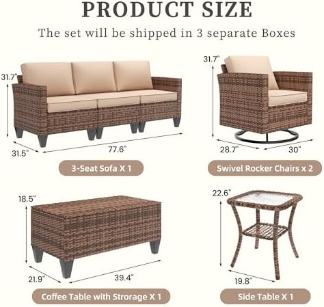 UDPATIO Patio Furniture Set, 5 Pieces Outdoor Conversation Sets - Image 3