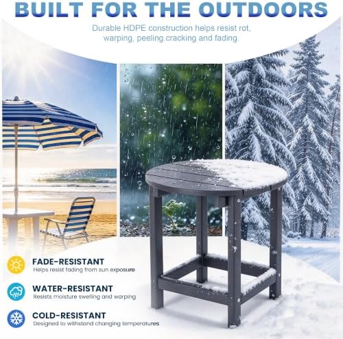 Round Adirondack Patio Side Table End Table, Outdoor Side Tables - Image 4