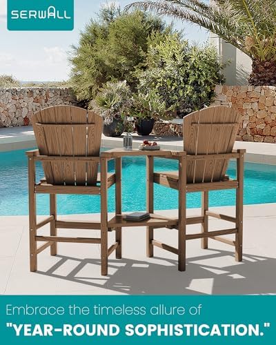 SERWALL Tall Adirondack Chairs Set of 4, HDPE Bar Height Outdoor Chairs - Image 6