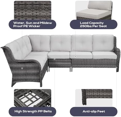 Patio Furniture Set with Fire Pit Table, Outdoor Swivel Rocker Patio Chairs - Image 3