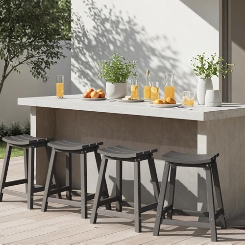 Ciokea 24" Outdoor Counter Height Bar Stools Set of 4 by CIOKEA
