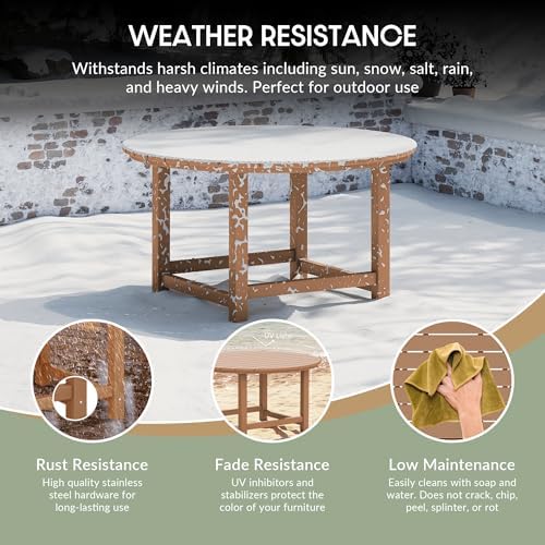 Malibu Low Outdoor HDPE Round Patio Coffee Table - Image 4
