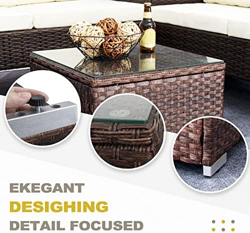 DIMAR GARDEN Outdoor Coffee Table Wicker Patio Side Table - Image 4