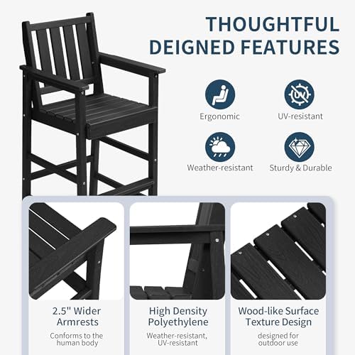 Adirondack Chairs Set of 4, All Weather HDPE Counter Height Bar Chair - Image 4