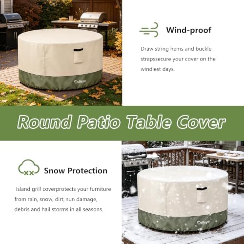 Round Outdoor Table Cover 600D Waterproof Heavy Duty Patio Furniture Covers - Image 7