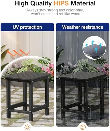 YEFU Outdoor Side Table Set of 2, All-Weather, Maintenance Free, Dark Gray - Image 5