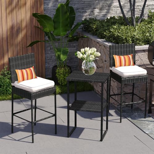 Sundale Outdoor Wicker Bar Stool Set of 6, 29 Inch Seat Height Patio Stool - Image 2