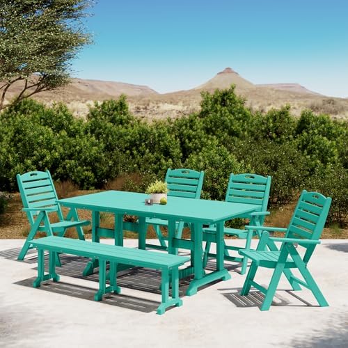 Outdoor Benches Weatherproof, Park Long Bench Poly Lumber Backless - Image 2
