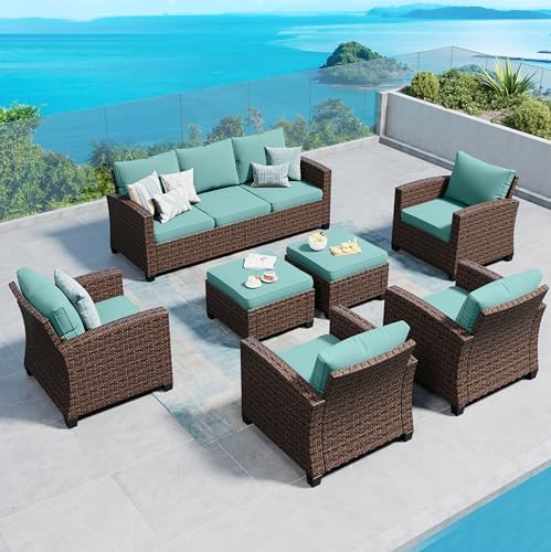 Patio Furniture Set Outdoor Brown Wicker Conversation Sets by SUNSHINEVALLEY