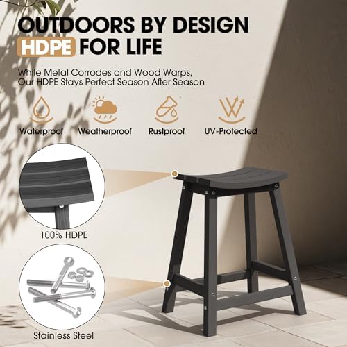 Ciokea 24" Outdoor Counter Height Bar Stools Set of 2 - Image 4