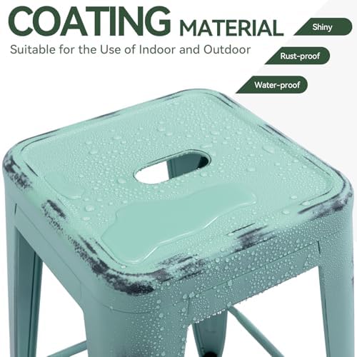 24 Inch Metal Bar Stools Set of 2, Stackable - Image 4