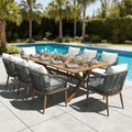 9 Pieces Outdoor Patio Dining Set, Aluminium Rectangular Dining Table and by LayinSun