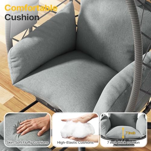 Suteck Hanging Egg Chair with Adjustable Footrest & Stand - Image 6