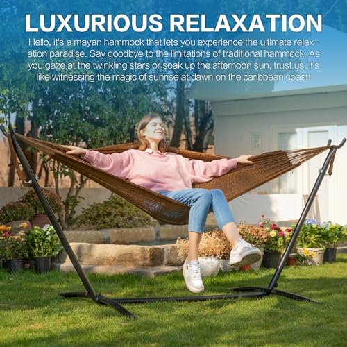 Double Hammock with Stand for Outside, Heavy-Duty - Image 2
