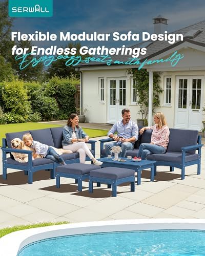 SERWALL 9 Pieces Patio Conversation Set, Outdoor Sectional Sofas - Image 3