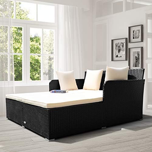 Tangkula Outdoor Rattan Daybed, Wicker Furniture - Image 3