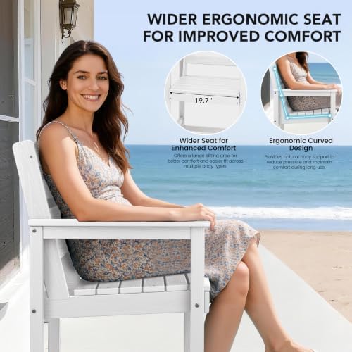 3-Piece Outdoor Patio Bar Set, HDPE High Top Table Chairs White - Image 5