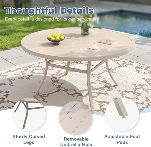 DIFY 7 Piece Outdoor Dining Set, Sandshell Metal Table & Swivel Chairs - Image 2