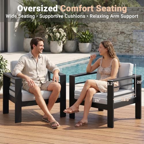 4 Seats Outdoor Patio Set, Aluminum Outside Furniture - Image 3