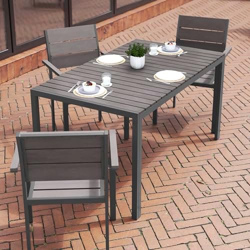 Flash Furniture Commercial Grade 55x31 in Metal Dining Table - Image 5