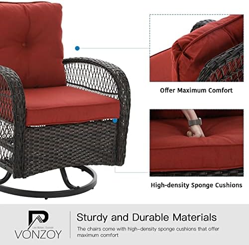 Patio Furniture Set 3 Pieces, Outdoor Swivel Glider Rocker Bistro Set - Image 5